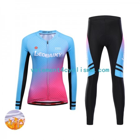 Femme Tenue Cycliste Manches Longues et Collant Long Hiver Thermal Fleece Leobaiky N001